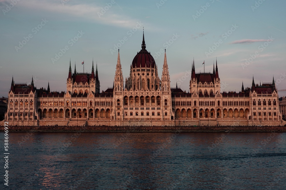 The Hungarian Parliament building at Sunset