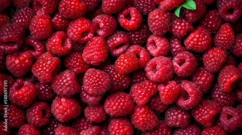 Fresh raspberry background illustration. Generative AI