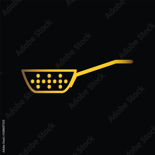 gold, colander,strainer, icon, vector, design, template, illustrasi, logo, flat, style, trendy, collection photo