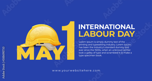 International labour Day May 1 Banner With Safety Helmet Illustration Concept