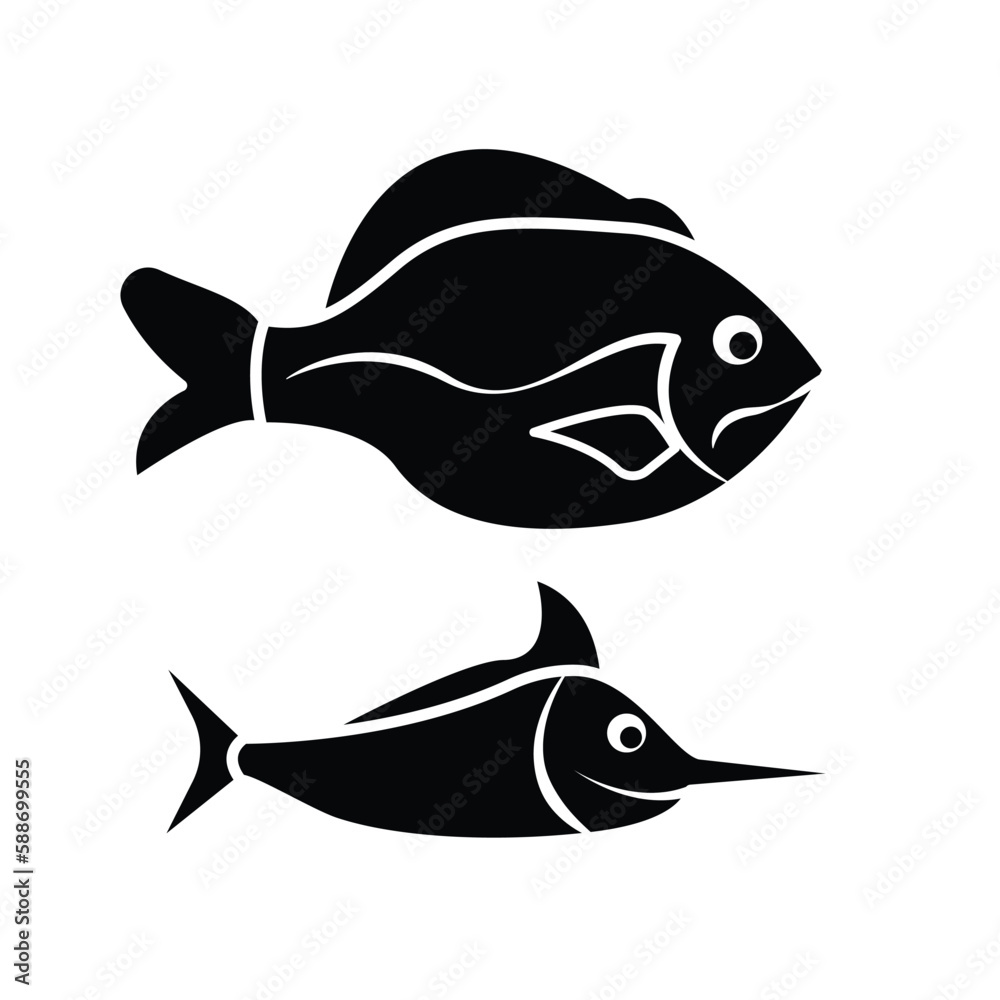 Obraz premium fish, icon, vector, design, template, illustrasi, logo, flat, style, trendy, collection