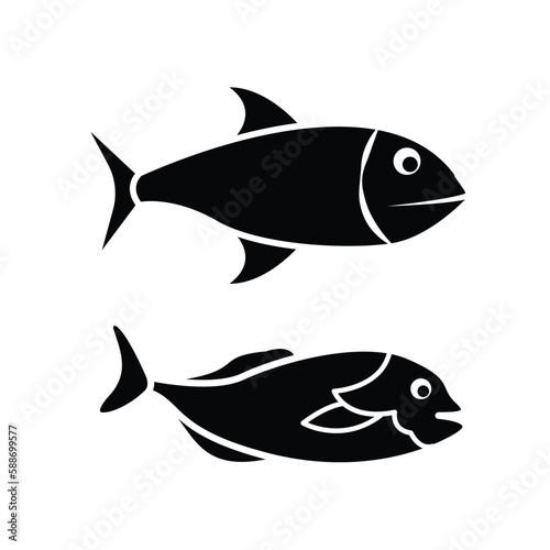 fish, icon, vector, design, template, illustrasi, logo, flat, style, trendy, collection