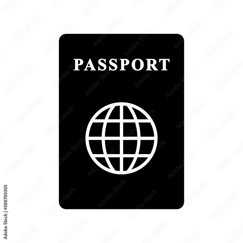 Passport icon isolated on white background. Passport pictogram, illustration. Document. Passport icon isolated on white background. Passport pictogram, illustration. Document.