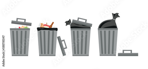 Set of metal trash cans
