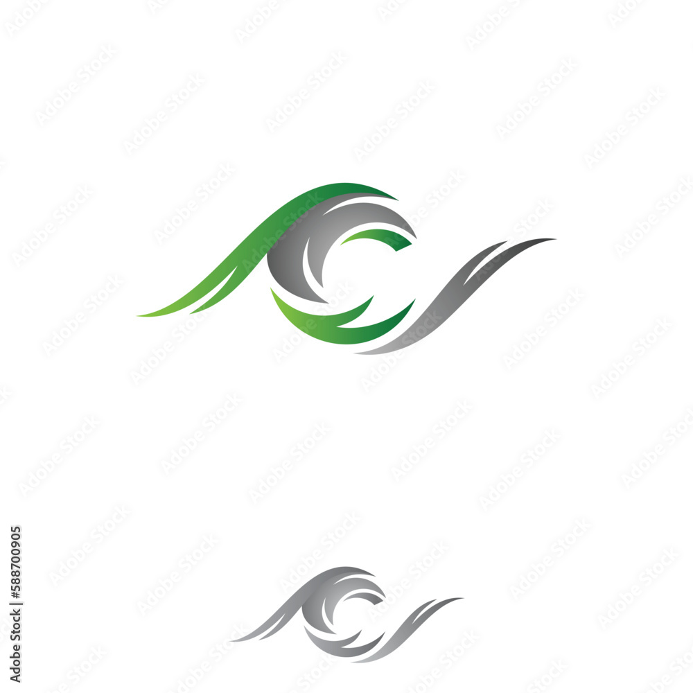 Letter C shaped eyes and wave Letter C shaped eyes and wave
