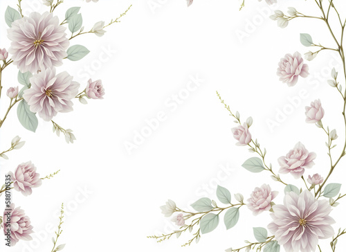 Fresh branch of white and pink flowers on a light pastel background. Empty space for text © Andreas