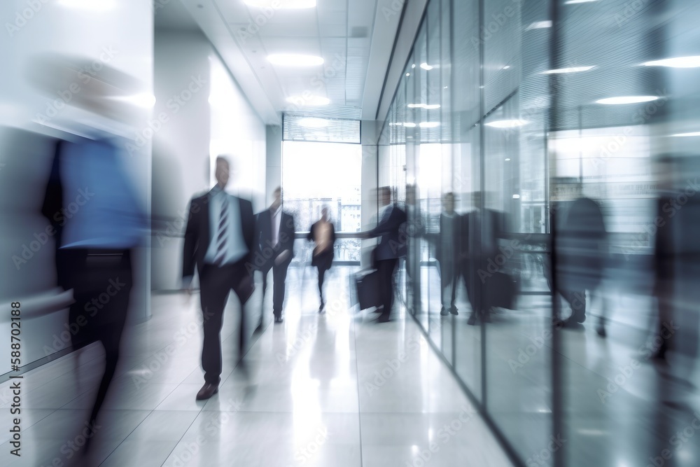 Crowd of Business People Walking in Office - Moving Fast - Motion Blur Crowd of Business People Walking in Office - Moving Fast - Motion Blur