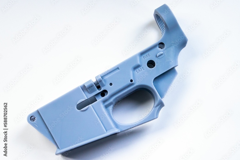 Closeup of AR15 lowers (Ghost Guns) on a white background Closeup of AR15 lowers (Ghost Guns) on a white background