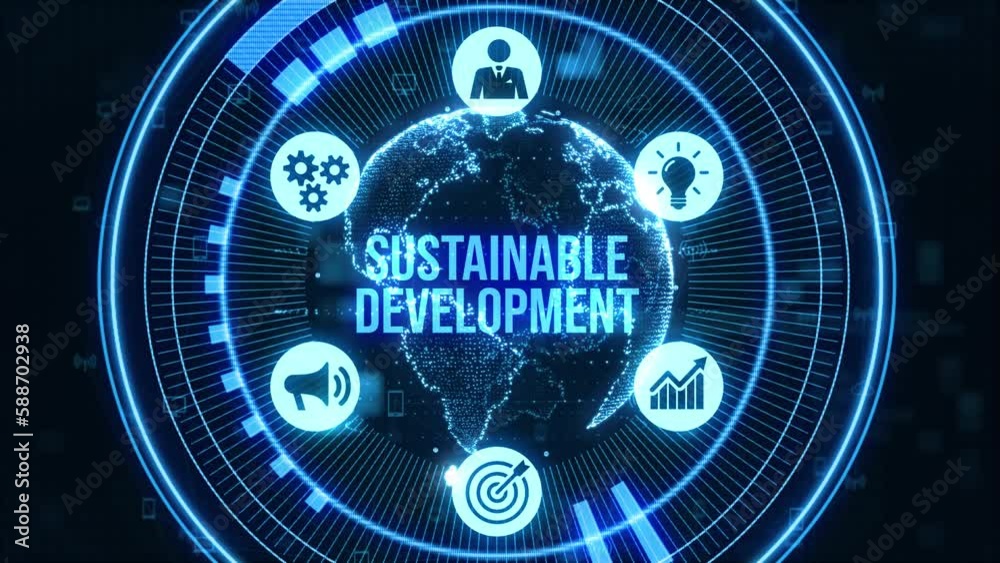 SUSTAINABLE DEVELOPMENT inscription, cloud technology concept. SUSTAINABLE DEVELOPMENT inscription, cloud technology concept.