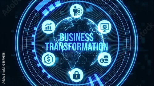 Business, technology, internet and network concept. Virtual screen of the future and sees the inscription: Business transformation.