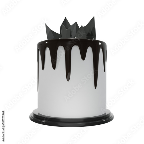Black forest cake, food, birthday, party, for mockup template, Premium Quality, PNG, decoration,  3d, illustration, view render, hd, alpha background, format, new year