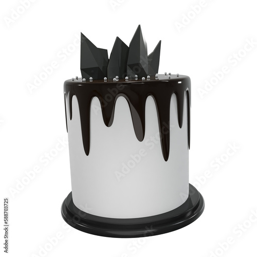 Black forest cake, food, birthday, party, for mockup template, Premium Quality, PNG, decoration,  3d, illustration, view render, hd, alpha background, format, new year