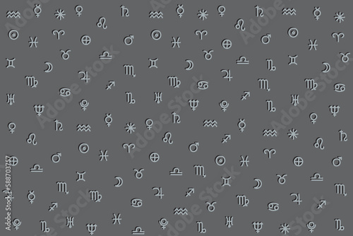 illustration line of the zodiac symbol with shadow pattern on grey background.