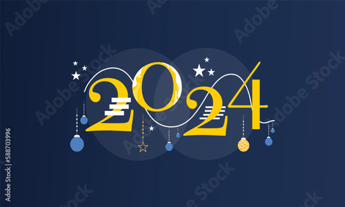 Happy new year 2024 celebration holiday background vector