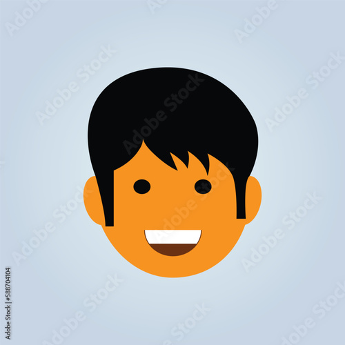 young man smiling head character