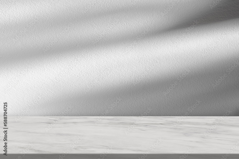 Concrete Wall Texture with Leaves Shadow on Marble floor Background