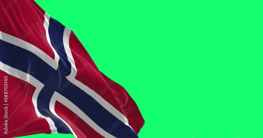 Seamless loop in slow motion of the Norway national flag waving in the wind