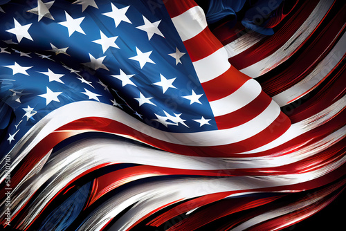 Vintage American flag on a chalkboard with space for text. Generative Ai