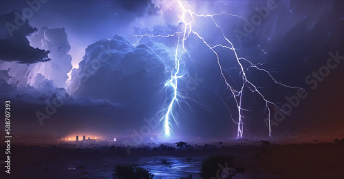 A dramatic thunderstorm sky at night, with forked lightning and dark storm clouds warning of the immense power in nature.