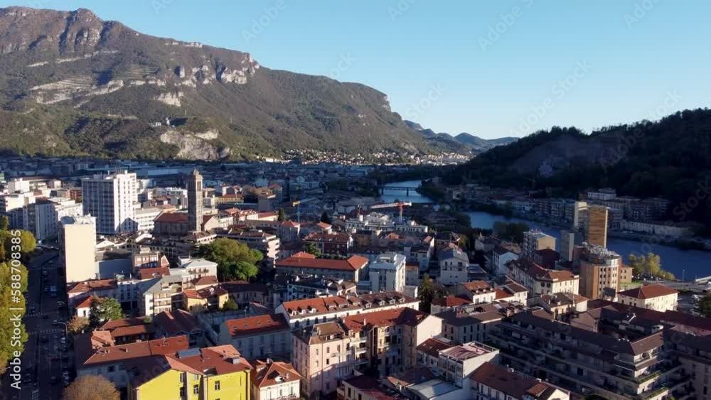 Skyline of Lecco with mountains in the background. Italy. Skyline of Lecco with mountains in the background. Italy.