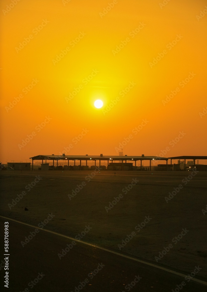 Vertical shot of a golden sunset