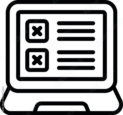 Laptop blocked icon outline vector. Internet account. Lock attack