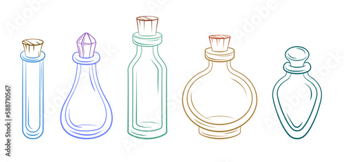 Apothecary bottles set. Vector illustration.