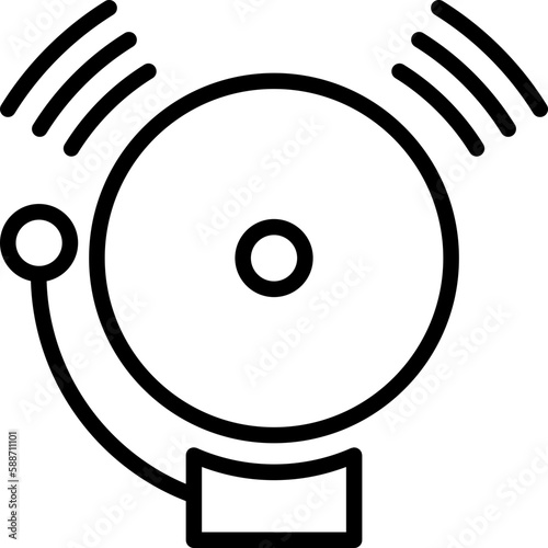 Fire alarm bell thin line icon. Fire security system. Vector illustration.