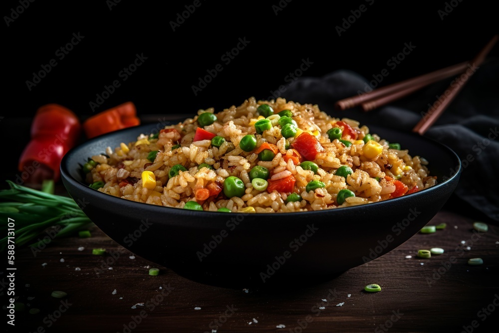 a full plate of Fried Rice. AI Generative a full plate of Fried Rice. AI Generative