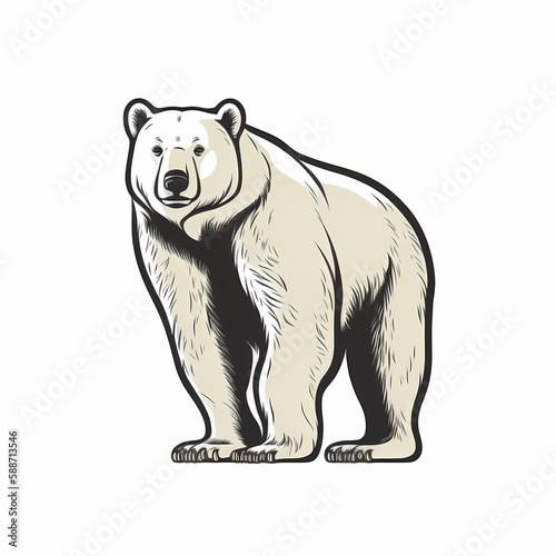 Bear isolated on white background. Generative AI