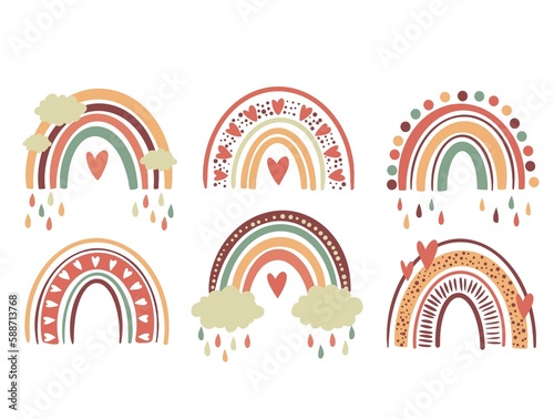 Scandinavian rainbows set for kids prints, greeting cards, room decor and posters