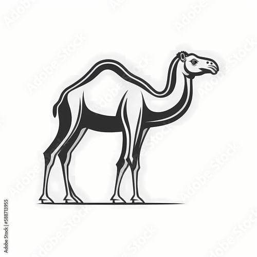 Camel Isolated on White Background. Generative AI © Darwis