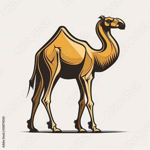 Camel Isolated on White Background. Generative AI