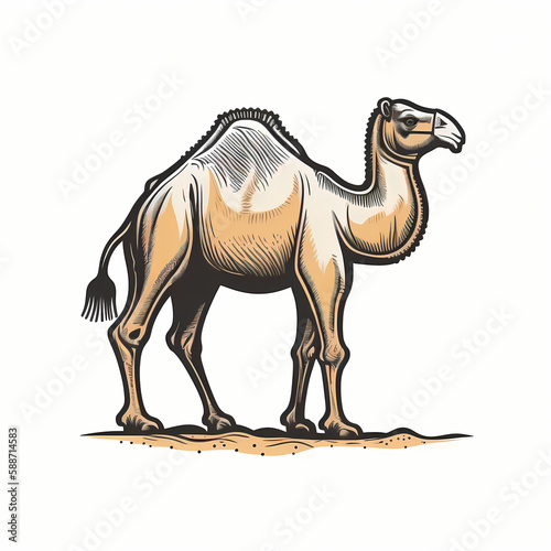 Camel Isolated on White Background. Generative AI