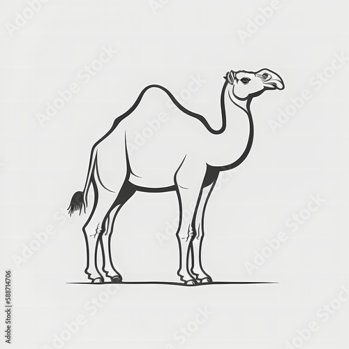 Camel Isolated on White Background. Generative AI