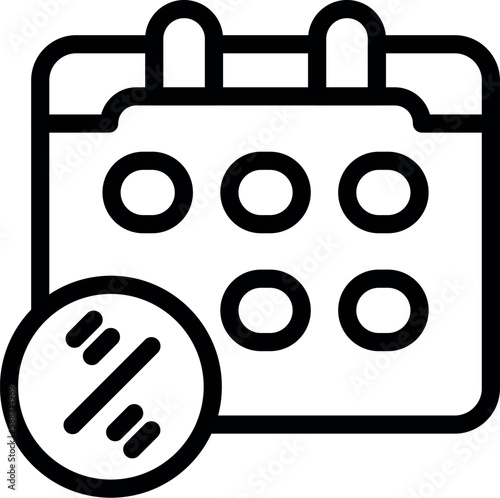 Calendar icon outline vector. Tax reduction. Rate sale