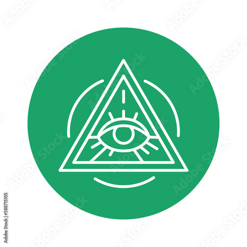 Εκτύπωση καμβά All-seeing eye illuminati line icon. Isolated vector element.