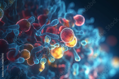 Vibrant 3D Illustration of Cell Communication Between Cells