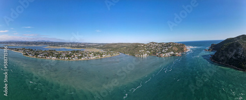 Drone view at the lake in front of Knysna, South Africa