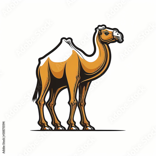 Camel Isolated on White Background. Generative AI © Darwis