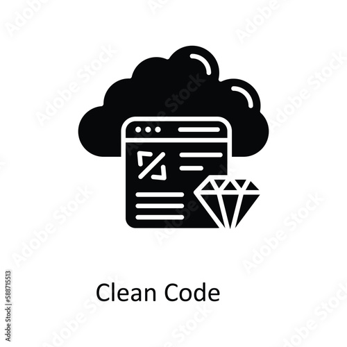 Clean Code  Vector  Solid Icons. Simple stock illustration stock