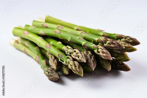 green asparagus isolated on white background. generative AI
