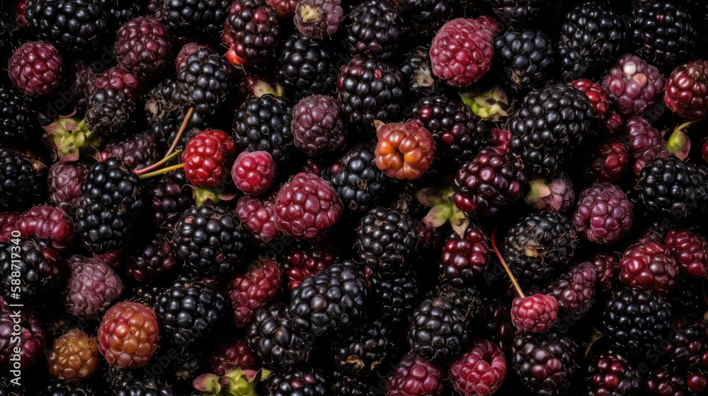 blackberries and berries created with Generative AI technology blackberries and berries created with Generative AI technology