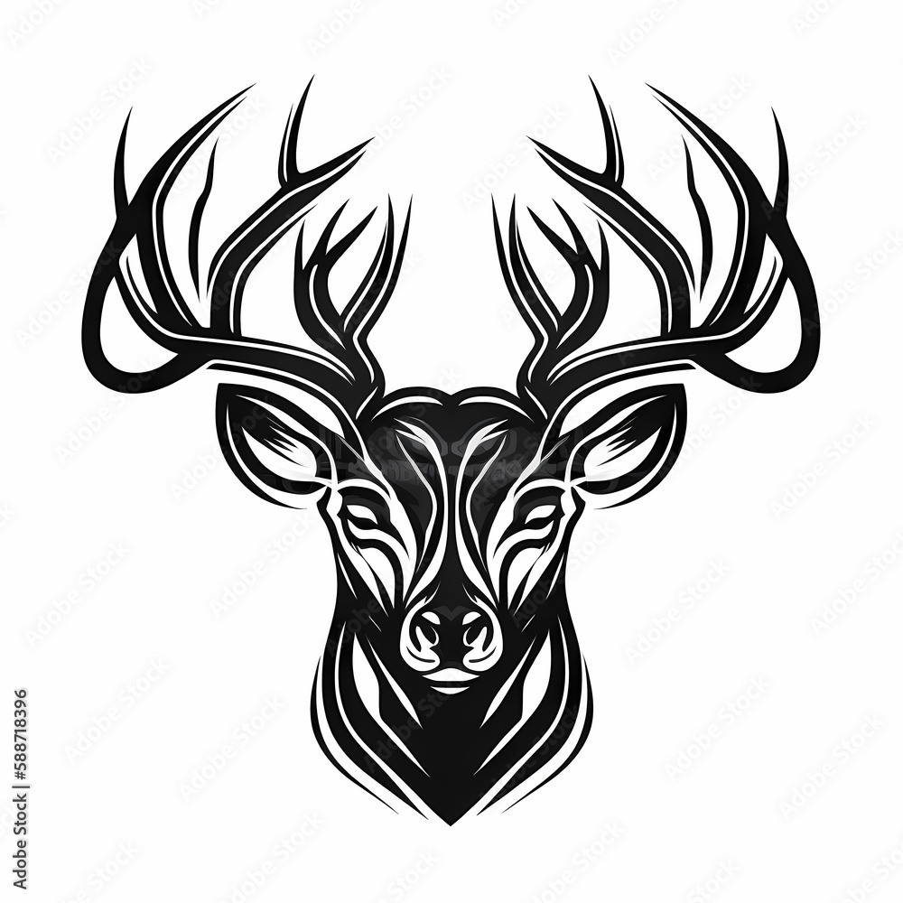 Deer Head ISolated On White BAckground. Generative AI