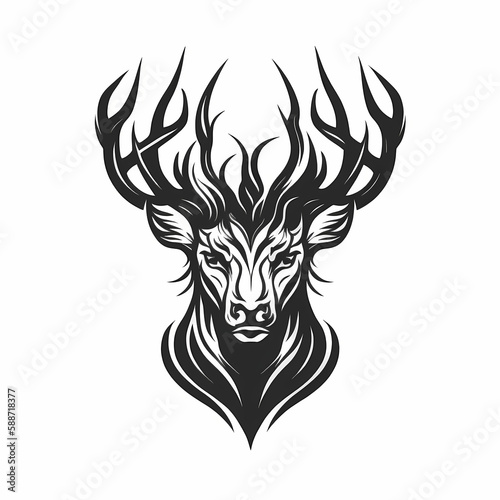 Deer Head ISolated On White BAckground. Generative AI © Darwis