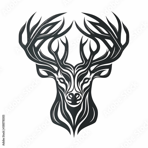 Deer Head ISolated On White BAckground. Generative AI