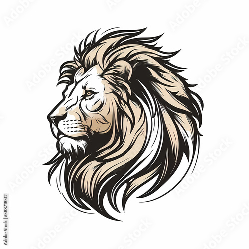Lion Head Isolated On White Background
