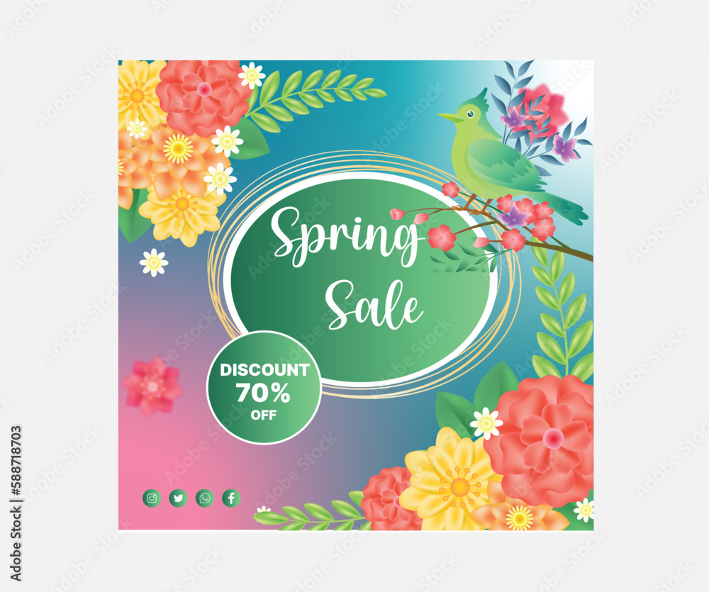 Vector Sale Spring Social Post