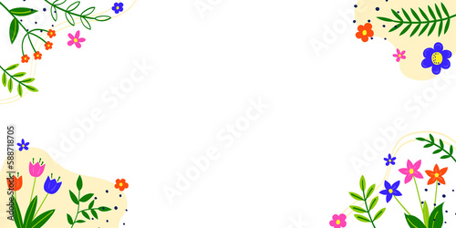 Wallpaper Mural Spring decoration. Transparent floral background with colourful blooming flower and leaves. PNG illustration Torontodigital.ca