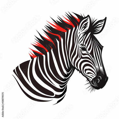 Zebra Isolated on White Background. Generative AI 